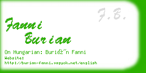 fanni burian business card